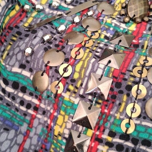 NWT Francesca's Blue Rain Embellished Shift Dress - Picture 14 of 15